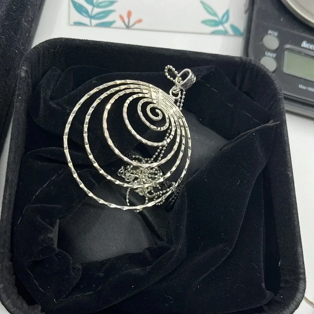 ✨Italian Elegance 925 Silver Spiral Pendant 16 - 18